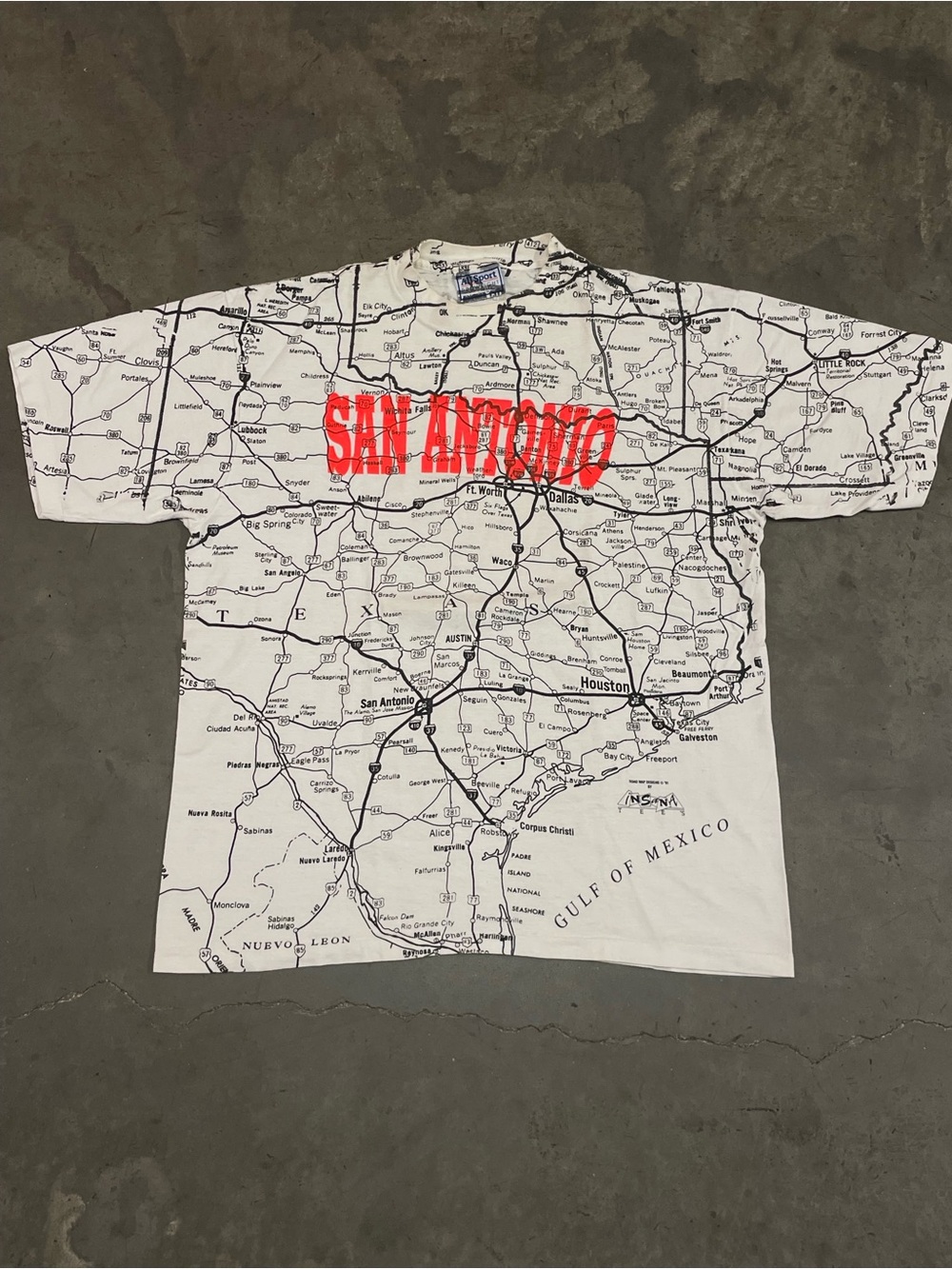 Vintage 1991 San Antonio Texas Road Map Designs by Insana Tees T-shirt
